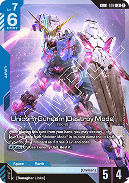 Unicorn Gundam (Destroy Mode) (GD01-002) (V.1 - Legendary Rare)