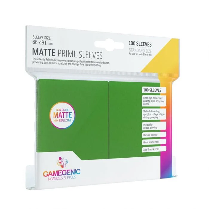 Gamegenic - Standard Size Matte Prime Sleeves - Green (100 ct.)