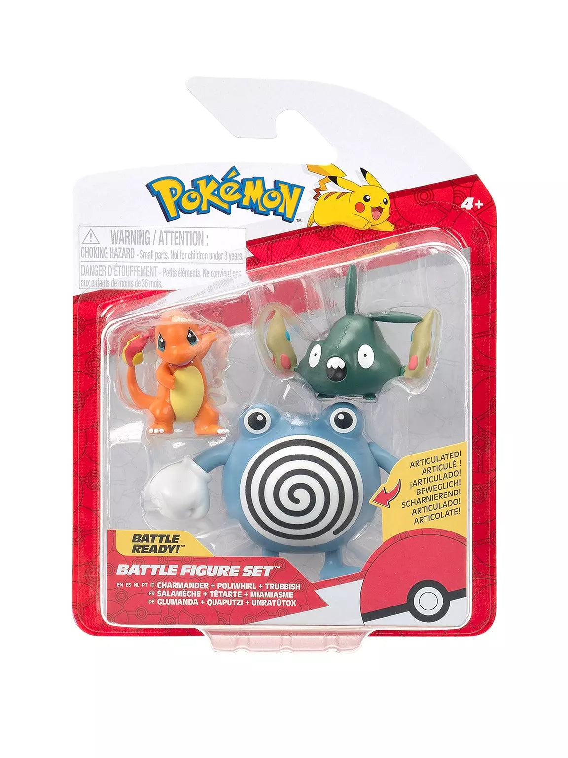Pokemon - Battle Figure Set - Charmander, Poliwhirl & Trubbish