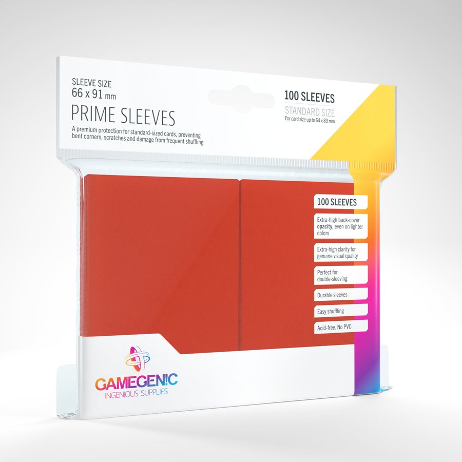 Gamegenic - Standard Size Prime Sleeves - Red (100 ct.)