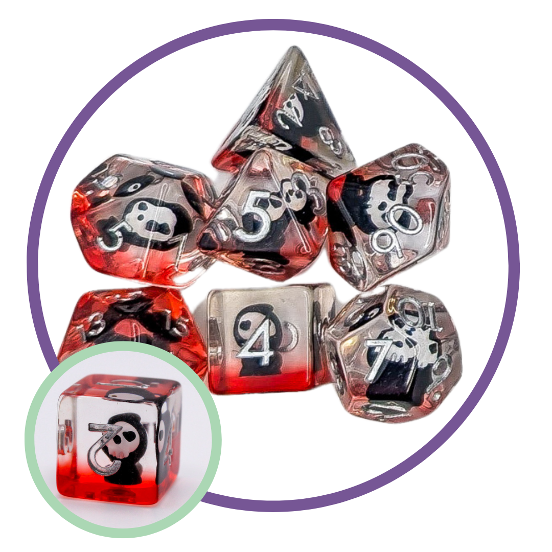Mystery Dice Goblin - Spooky Collection - Grim Reaper Black Inclusion Dice Set