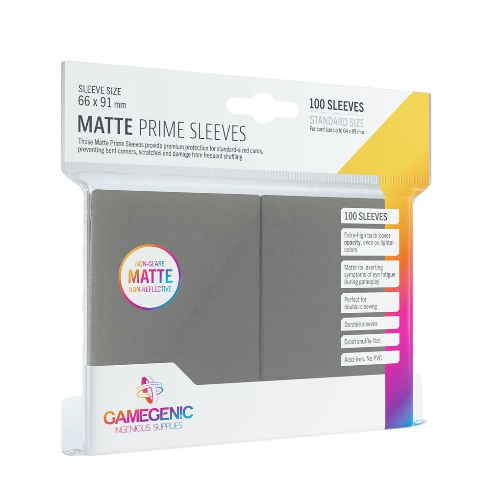 Gamegenic - Standard Size Matte Prime Sleeves - Gray (100 ct.)