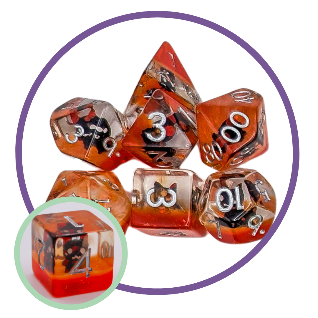 Mystery Dice Goblin - Spooky Collection - Devil Red Inclusion Dice Set